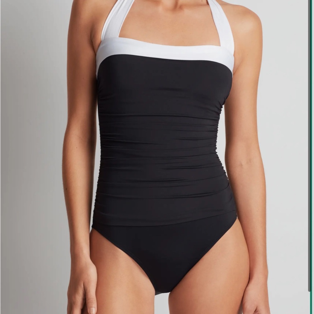 Lauren Ralph Lauren Black and White Halter One-Piece Swimsuit Size12